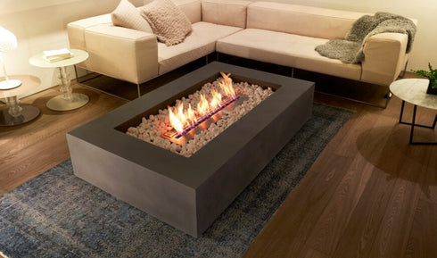 Ecosmart Fire Wharf 65 Fire Pit Table - Bone Finish / Black Burner - ESF.O.WHF.65.BO.B
